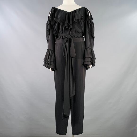 RODARTE x UNIVERSAL STANDARD Size 22 Black Polyester Ruffled Jumpsuit - Picture 1 of 5